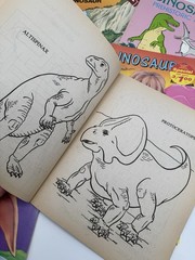 Vintage Lot of 5 DINOSAUR Coloring Books Most Unused But One Has Marks