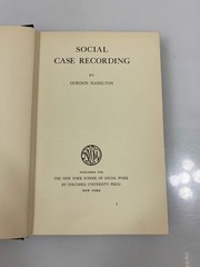 Social Case Recording by Hamilton Ex-library 1936 HC