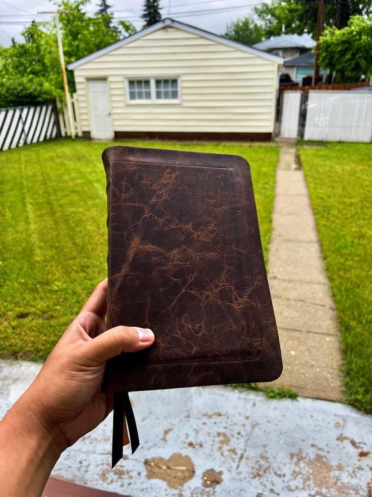 KJV Large Print Personal Size Reference Bible – Brown distressed goatskin