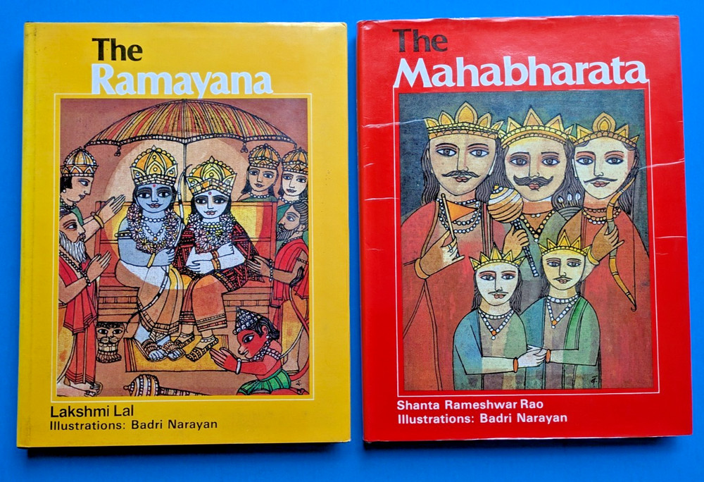 THE RAMAYANA [Lakshmi Lal] + THE MAHABHARATA [Shanta R Rao] HCDJ Illustrated