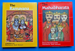 THE RAMAYANA [Lakshmi Lal] + THE MAHABHARATA [Shanta R Rao] HCDJ Illustrated