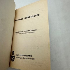 Notable Horoscopes B.V. Raman 1981 Fifth Printing Astrology IBH PB