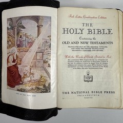 Holy Bible National Bible Press Pronouncing Red Letter KJV 1940’s Thumb Tabs
