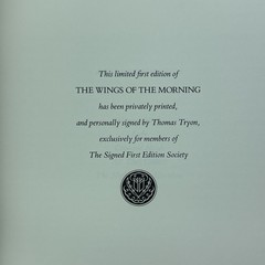 Franklin Library Signed First Ed Wings of the Morning 1990 Thomas Tryon Leather