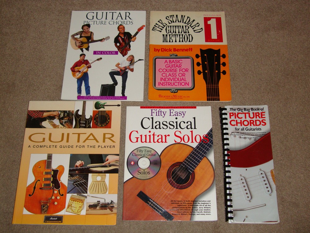 Fifty Easy Classical Solos Amsco Picture Chords Guide Method Guitar Songbook Lot