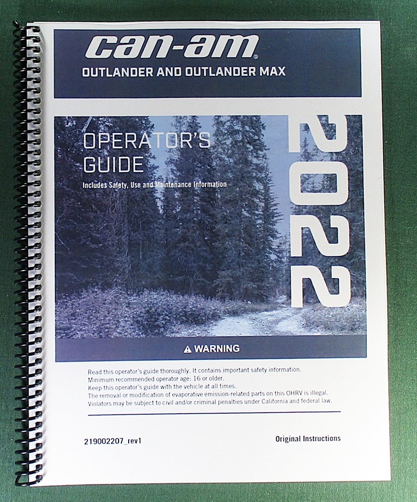 2022 Can-Am Outlander MAX 650 DPS Owner’s Manual: 260 Pages & Protective Covers