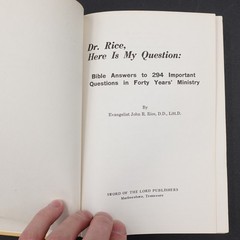 Dr Rice, Here Is My Question by John R Rice 1962 Hardcover Very Good Preowned