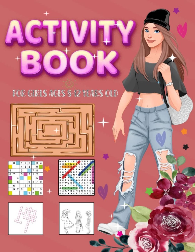 Activity Book For Girls Ages 8-12 Years Old: Fashion Coloring Pages , Word S…