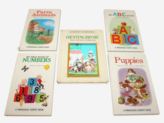 5 VTG Preschool Puppet Books T. Izawa Japan Ten Little Indians Farm Animals ABC