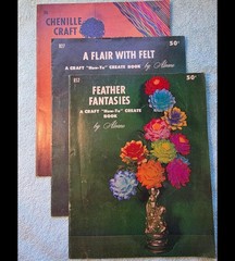 Vintage 1960s Aleene Craft Book Lot of 3 Chenille, Flair Felt, Feather Fantasies