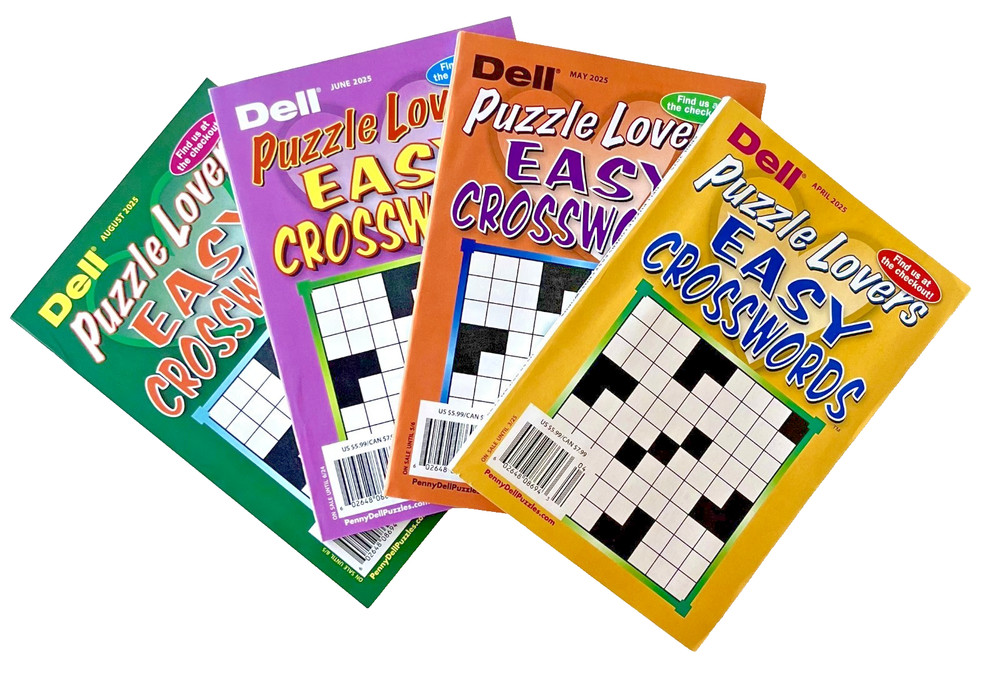 Lot 4 Penny Press Dell Puzzle Lovers Crosswords Puzzle Books All Solving Levels