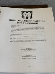 Borzoi Club Of America 1995 Yearbook BCOA Vintage Sprial Bound