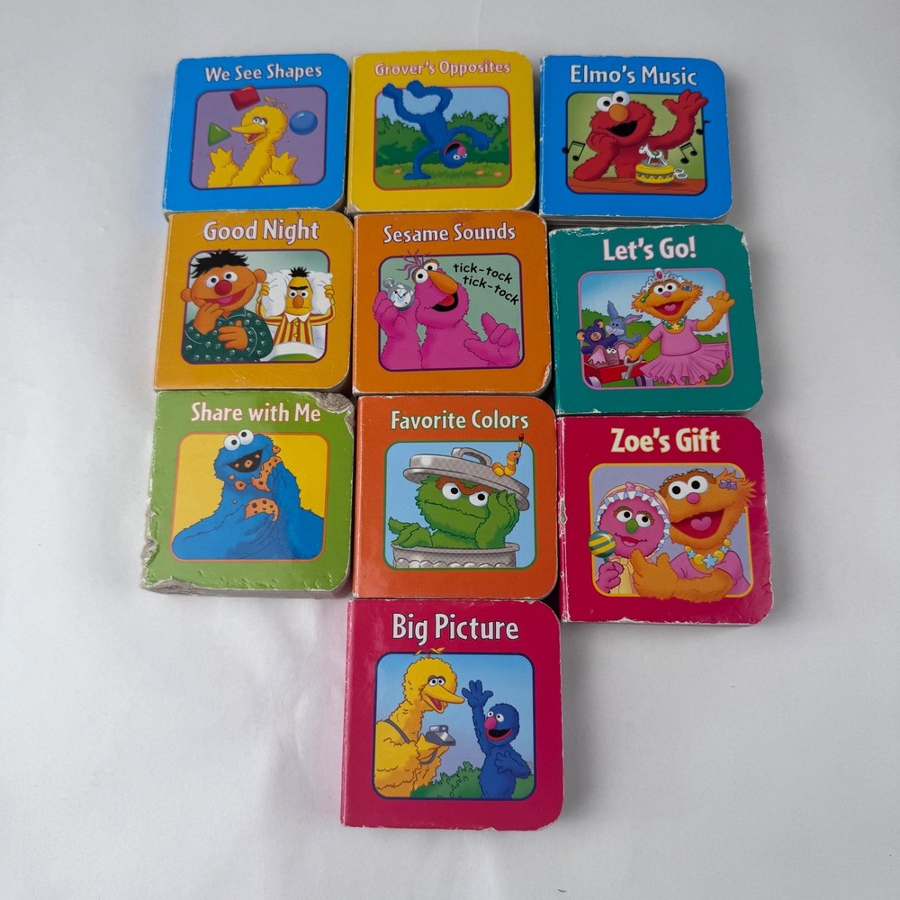 Sesame Street Mini Board Books Lot of 10 Elmo Zoe Cookie Monster Big Bird