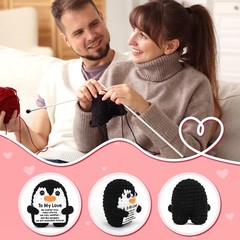 Adorable Crochet Penguin with Love Card – Perfect Gift for Boyfriend/Girlfriend