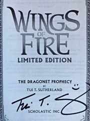 SIGNED The Dragonet Prophecy (Wings of Fire 1) Tui T. Sutherland LIMITED EDITION