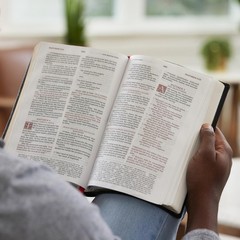 NKJV Large Print Reference Bible, Purple Leathersoft, Red Letter, Comfort…