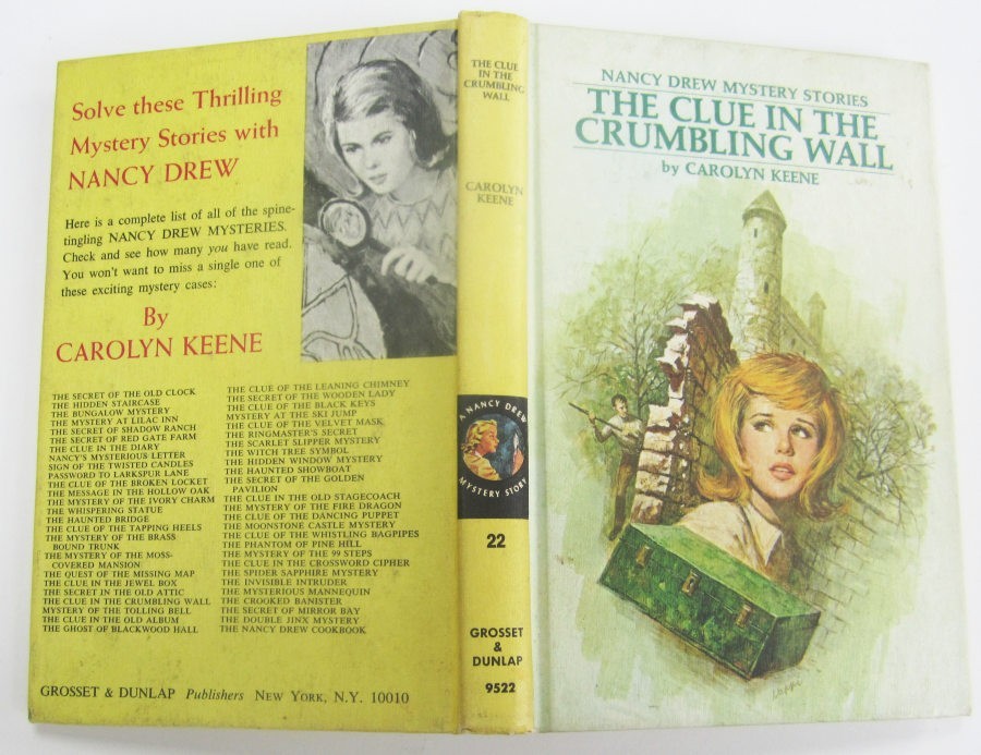 Nancy Drew Clue In The Crumbling Wall Hardcover Book 1974 Print White Multi EPs