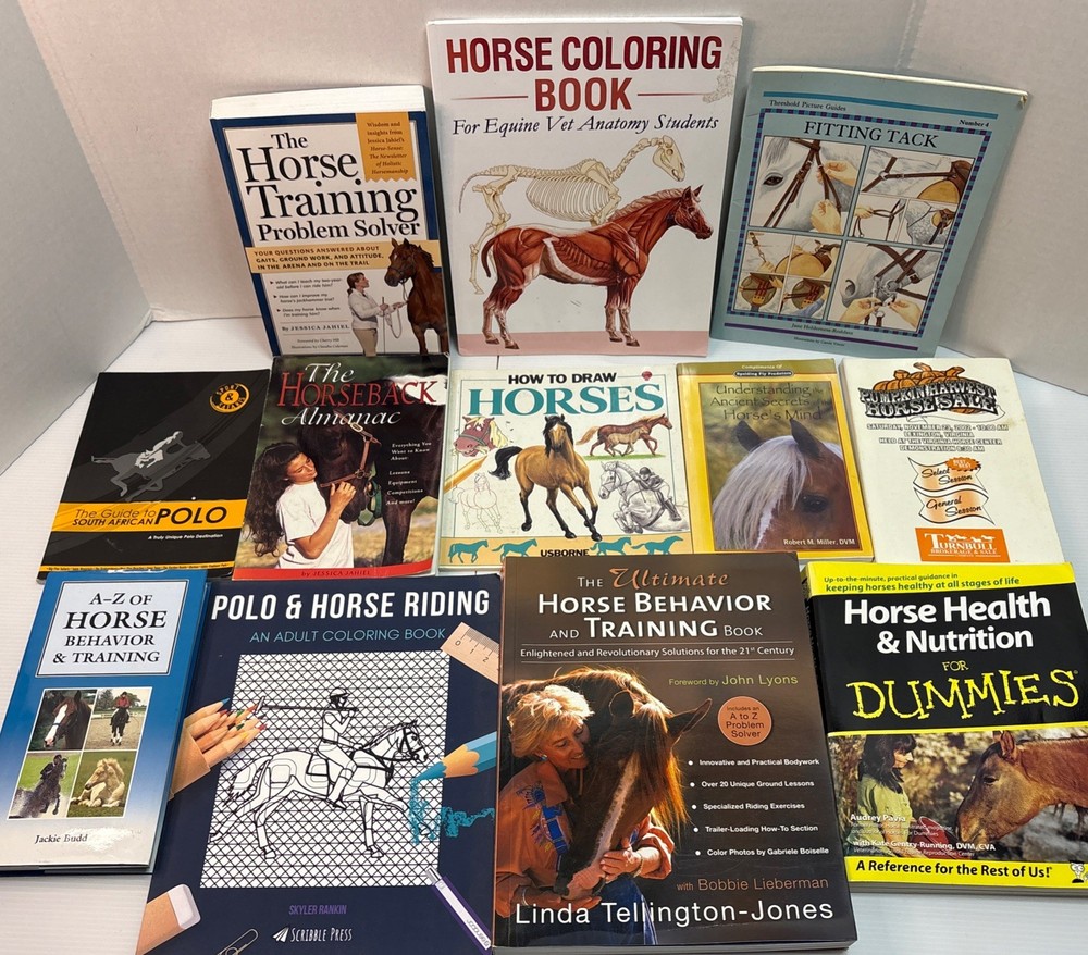 Lot of 12 Horse Books Equine Riding Training Polo Equestrian Care Health Color