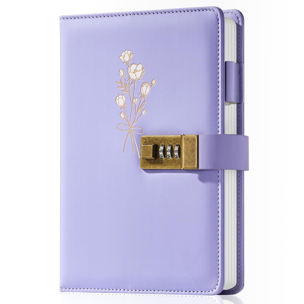 Diary with Lock for Girls A5 Leather Diary for Women 260 Pages 100 GSM Refill…
