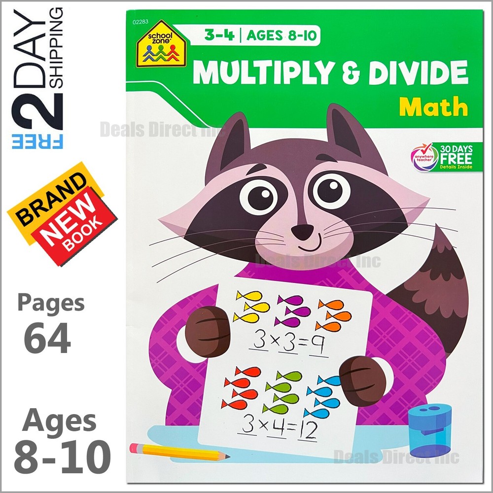 3rd 4th Grade Math Workbooks Multiplication & Division Practice Books Ages 8 10