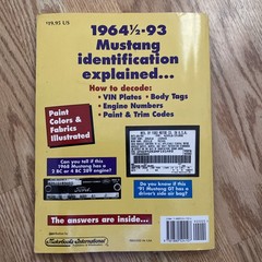 Catalog of Mustang I. D. Numbers, 1964 1/2 – 1993 by Cars & Parts Nice Condition