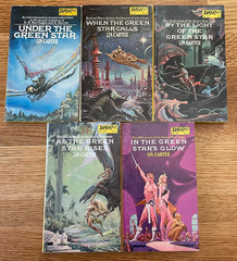 Complete Green Star Series by Lin Carter. Books #1-5. Vintage DAW yellow spines.
