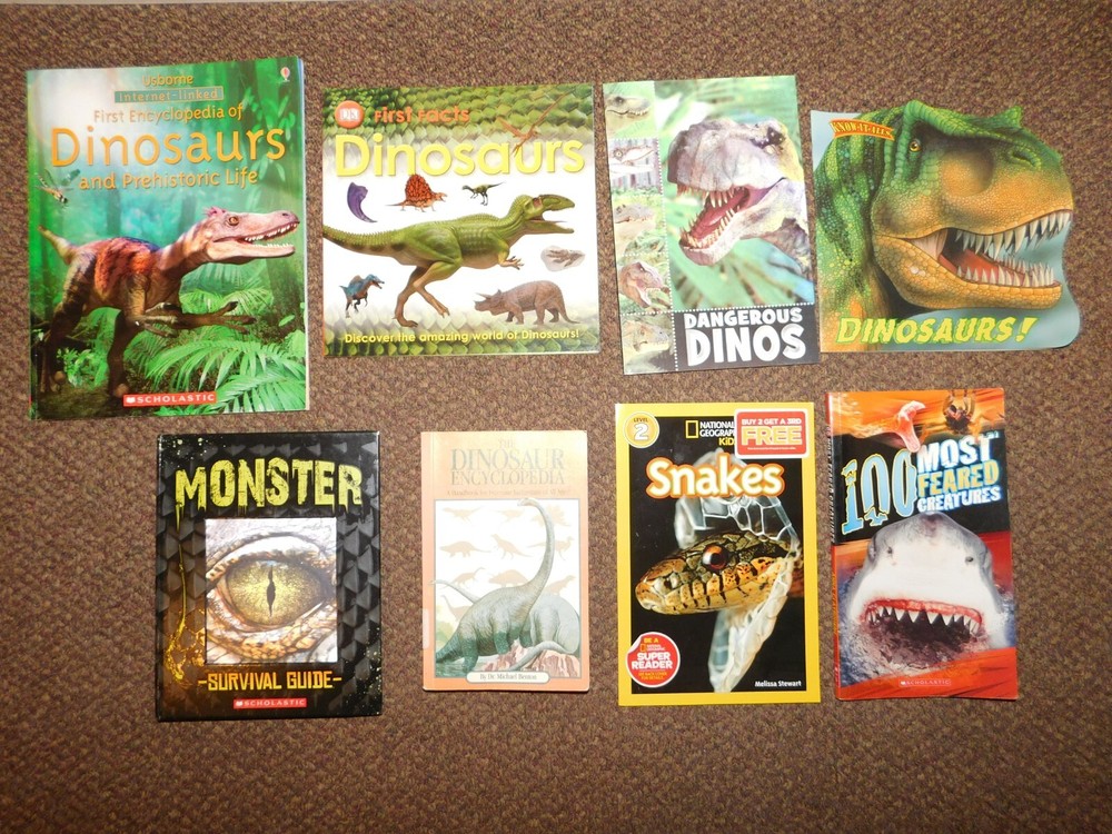 Kids Books Lot of 8 DINOSAURS SNAKES MONSTERS SPIDERS Fiction & NF Scholastic