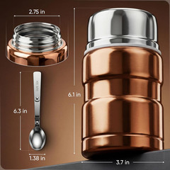 Stainless Steel Thermo For Hot Food 17OZ with Folding Spoon, Vacuum Insulated Fo