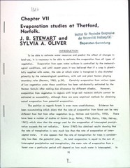 Evaporatioin studies at Thetford, Norfolk. Sonderdruck aus: keine Angabe; Stewar