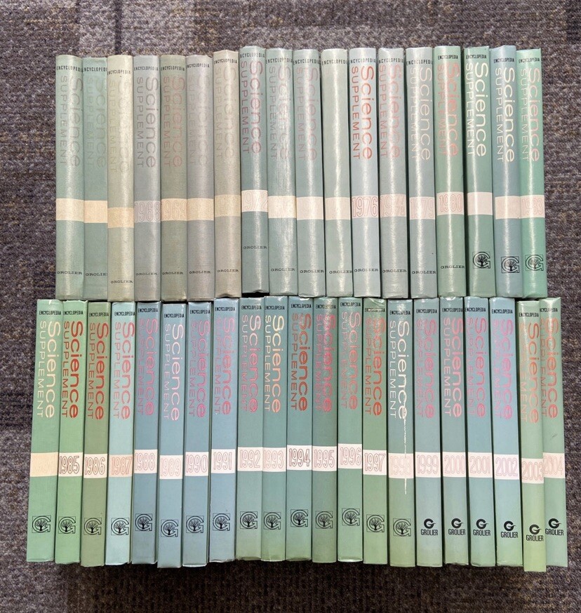 Vintage Grolier Encyclopedia Science Supplement Set – 1964 through 2004