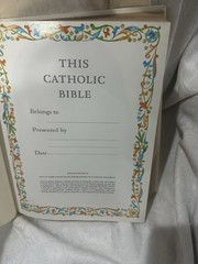 Vintage Large Holy Bible Catholic Version White Gold Gilt Page Edges Pictures