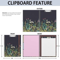 Spiral Clipboard Folio with Refillable Lined Notepad, 14.5 x 9.8 in,