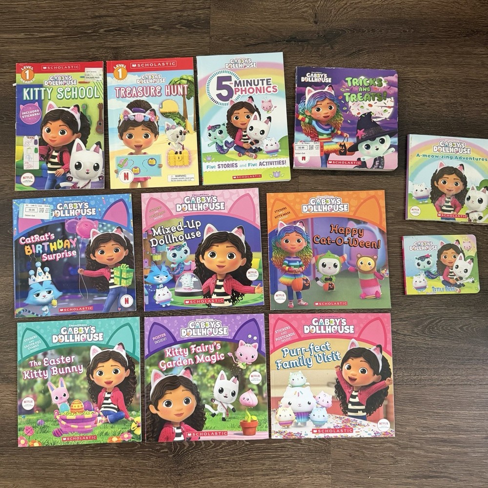 Gabby’s Dollhouse Book Lot 12 Scholastic Level 1 Reader Phonics CatRat