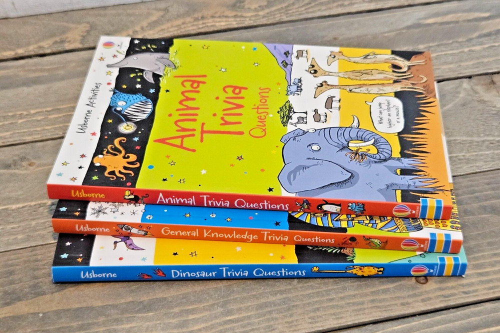 LOT (3) Usborne Trivia Questions Books – Animal Dinosaur General Knowledge – NEW
