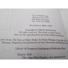 The Edge by Dick Francis First American Edition 1989 Hardcover Mystery Book