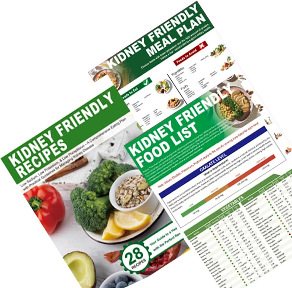 Set of 3 Kidney Friendly Food List Chart, Renal Diet Meal Plan & CKD Stage 3