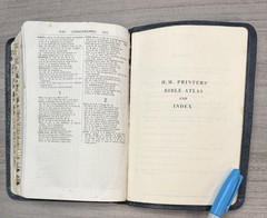 RARE 1963 Compact Harper BLUE MOROCCO Leather KJV Bible Eyre Spottiswoode 2400X