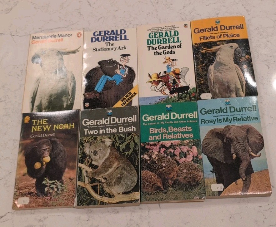 VINTAGE GERALD DURRELL ANIMAL TRAVEL NATURE PAPERBACK BOOK LOT (8)