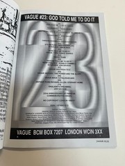 VAGUE Magazine #23 God Told Me To 1993 punk rock anarchism situationism cults