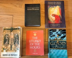 Lot of 8 Religious Texts Good News New Testament Liturgy Hours Spanish/English