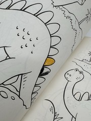 Vintage Lot of 5 DINOSAUR Coloring Books Most Unused But One Has Marks