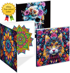 Adult Coloring Book Set of 3 (18+) Intricate Floral Mandala & Animal Designs