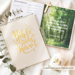 Linen Bible Study Journal for Women with Tabs, Highlighters & Church Notes