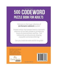 500 Codewords Puzzle Book Adults Colossal Activity Vocabulary Game Brain Trainin