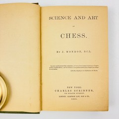 Science and Art of Chess J. Monroe 1859 First Edition Chess Strategy Scribner