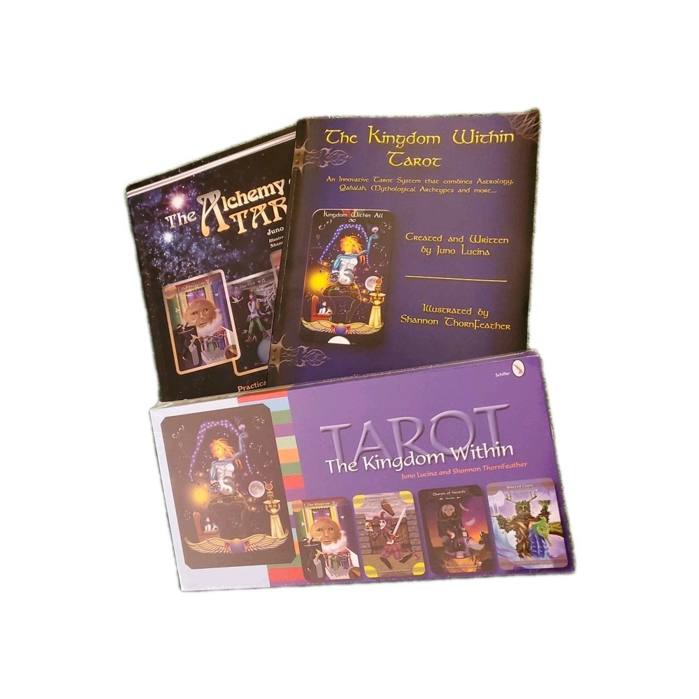 Alchemy of Tarot; Kingdom Within Tarot; extra 332-pg PB, Lot of 3 BN Juno Lucino