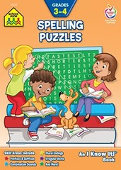 SCHOOL ZONE – SPELLING PUZZLES WORKBOOK – AGES 8 TO 10, By Joan Hoffman **Mint**