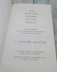The Master Theme Of The Bible J. Sidlow Baxter 1st Edition November 1973 HCDJ