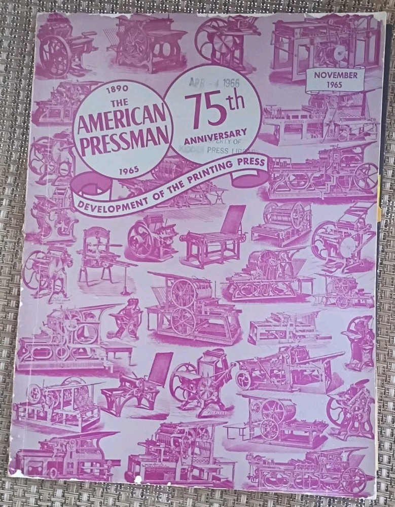 American Pressman 75th Anniversary, Nov 1965 Printing Press Trade Magazine