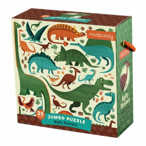 Mudpuppy Mighty Dinosaurs – Jumbo 25 Piece Jigsaw Floor Puzzle Featuring T-Rex,